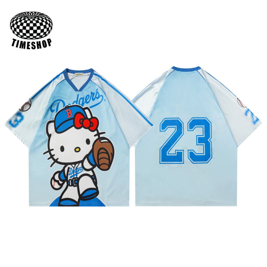 Blue Hello Kitty baseball jersey No.23
