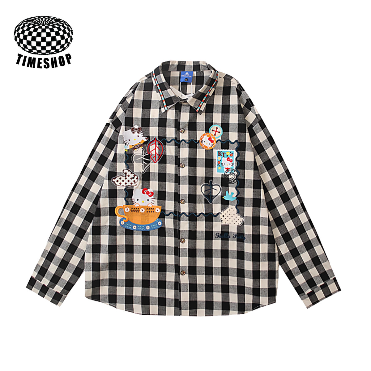 Hello Kitty blue/balck plaid shirt