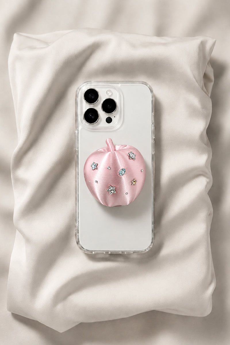 Crystal Apple Phone Stand – Aesthetic Rhinestone Phone Holder